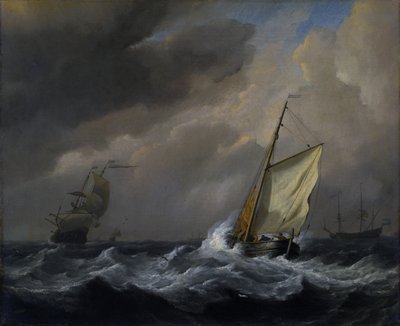 Una piccola nave olandese con vento forte da Willem van de Velde the Younger